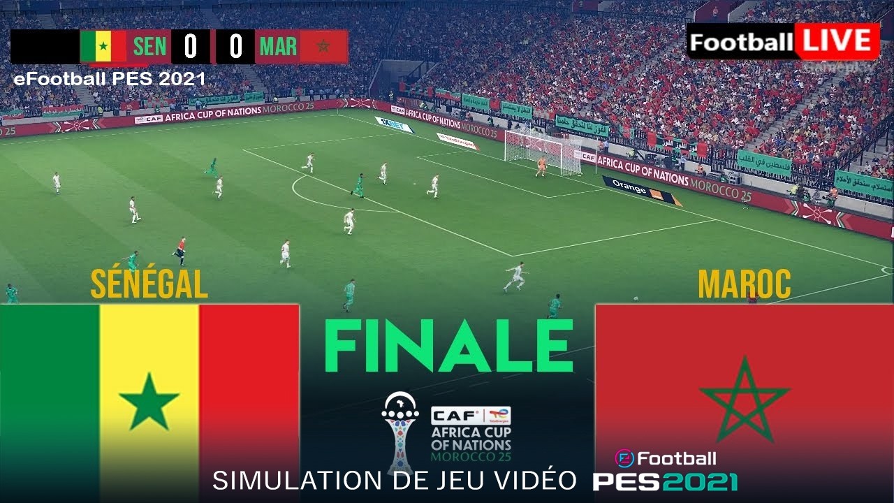 SÉNÉGAL vs MAROC - Finale Coupe d'Afrique des Nations 2025 aujourd'hui | Simulation PES