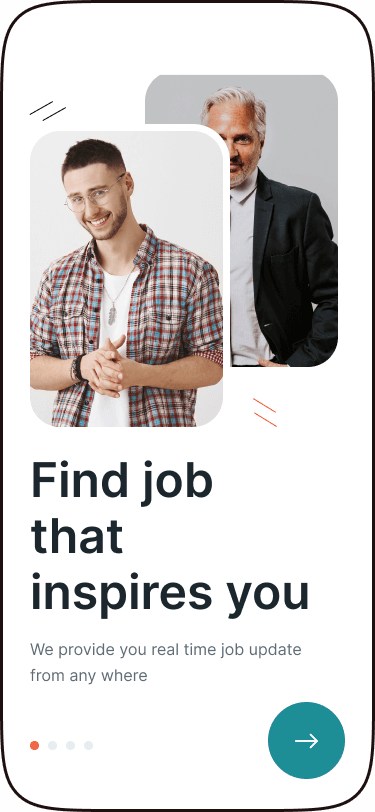 Hommes souriants, promotion de recherche d'emploi inspirante.