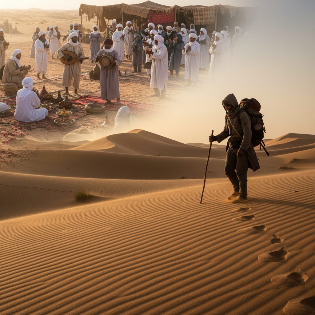 découvrez 'sirāt', une aventure saisissante qui vous emmène de la joie d'une fête en plein désert à une quête intense et éprouvante à travers les sables infinis du maroc.