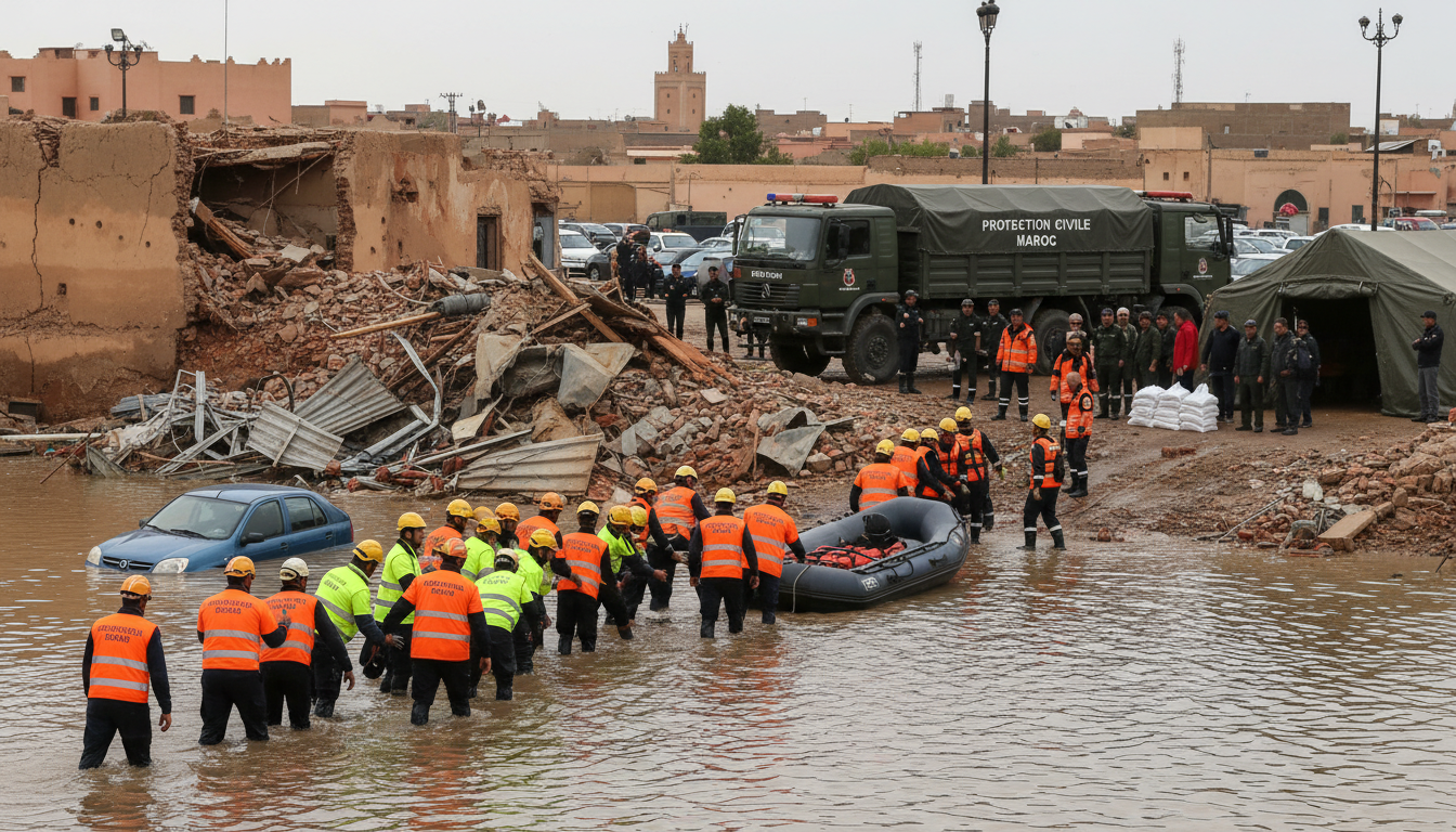 le maroc lance une opération d'urgence nationale suite aux inondations meurtrières qui ont causé des dizaines de morts, mobilisant secours et ressources pour venir en aide aux victimes.