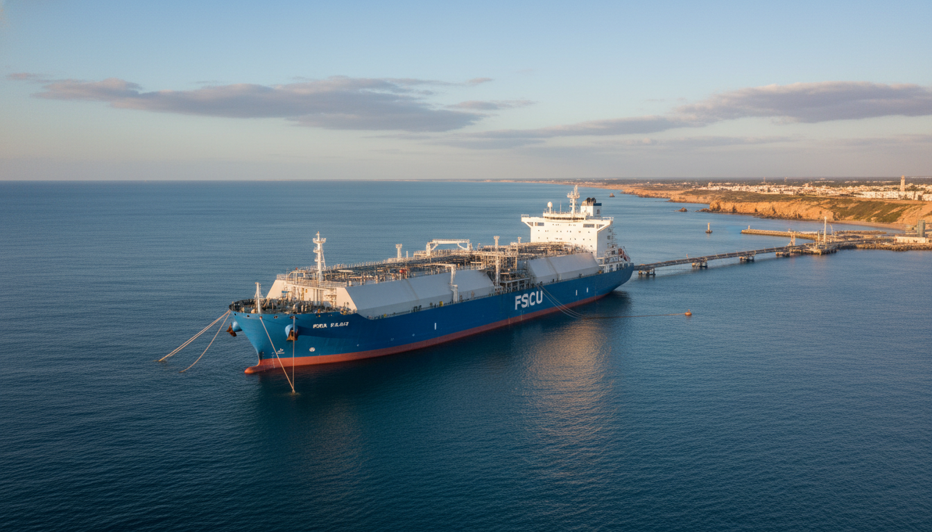 le maroc planifie l'installation de sa première unité flottante de regazéification (fsru) d'ici 2027 pour pallier la pénurie de capacités énergétiques et renforcer son approvisionnement en gaz.