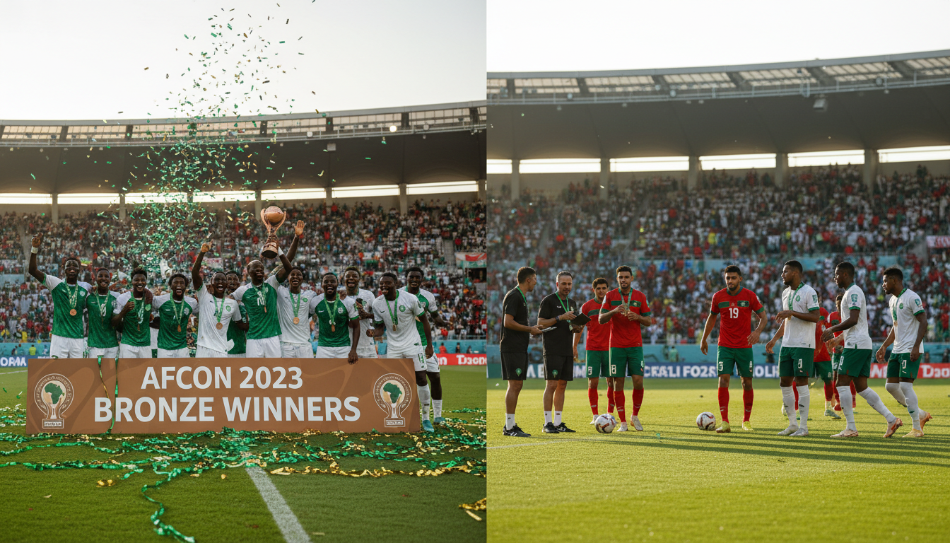 le nigeria remporte la médaille de bronze à la can, tandis que le maroc et le sénégal se préparent avec intensité pour la grande finale du tournoi.