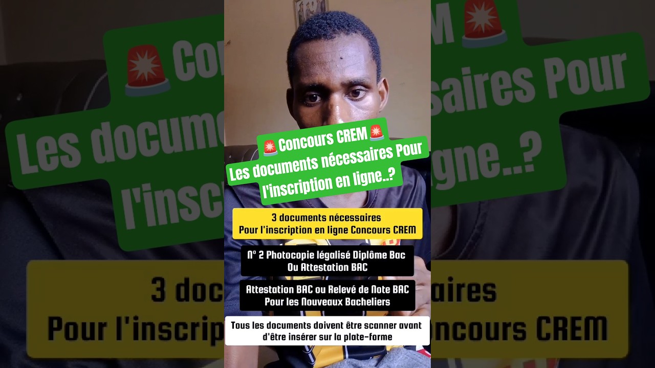Les documents nécessaires Pour l'inscription en ligne..? 🚨Concours CREM 2025🚨