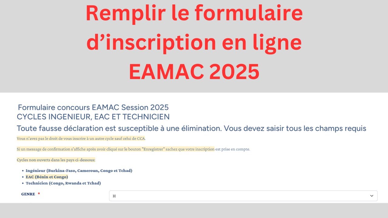 Comment s'inscrire en ligne au concours EAMAC 2025 : Guide complet pour Ingénieur, EAC et Technicien